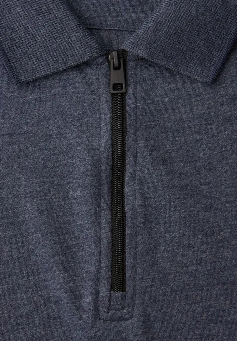 Poloshirt met korte mouwen in een gemêleerde look dark ink blue Poloshirt met korte mouwen in een gemêleerde look dark ink blue