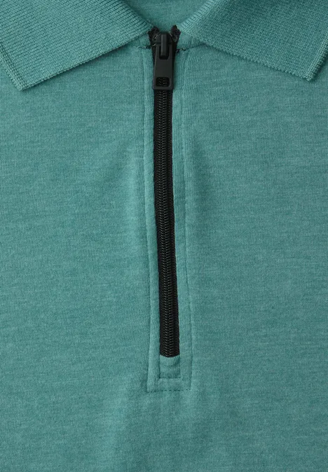 Poloshirt met korte mouwen in een gemêleerde look caribbean green Poloshirt met korte mouwen in een gemêleerde look caribbean green