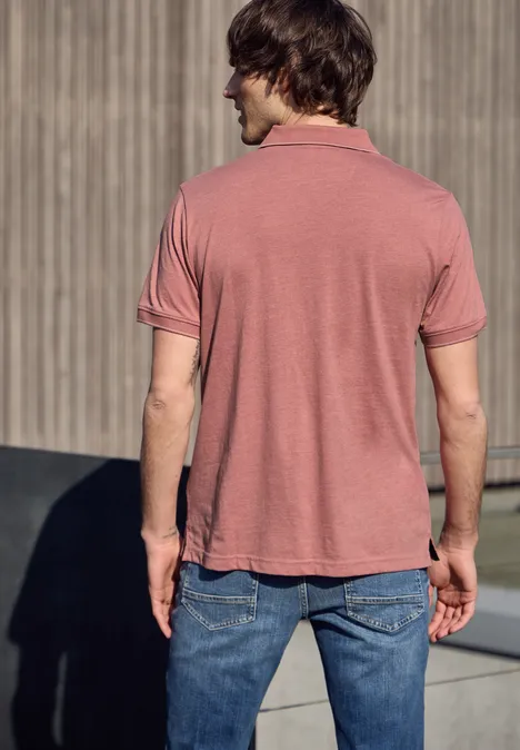 Poloshirt met korte mouwen in een gemêleerde look sunrise red Poloshirt met korte mouwen in een gemêleerde look sunrise red