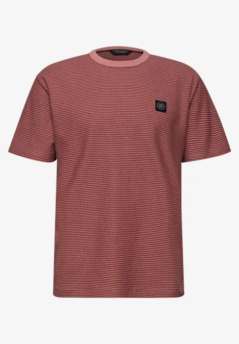 T-Shirt mit Rundhals und feinen Streifen sunrise red
