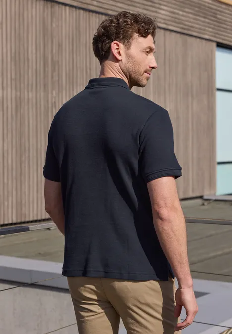 Poloshirt mit Zipper und Struktur dark ink blue
