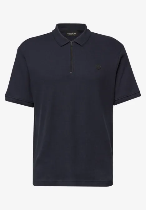 Poloshirt mit Zipper und Struktur dark ink blue