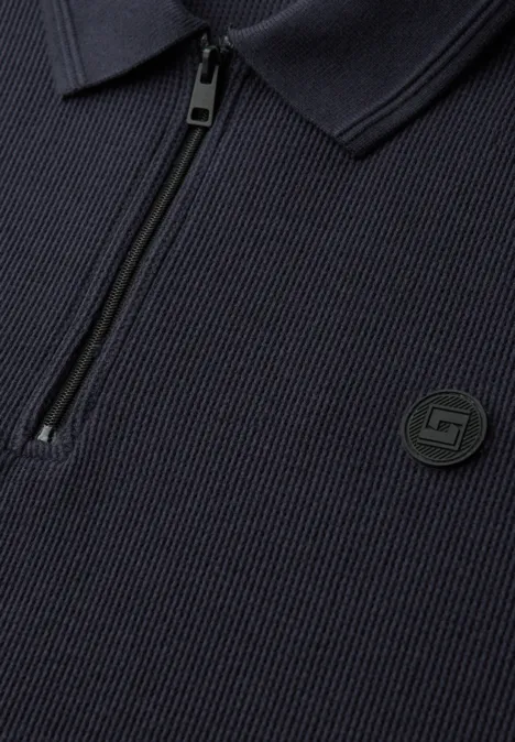 Poloshirt mit Zipper und Struktur dark ink blue