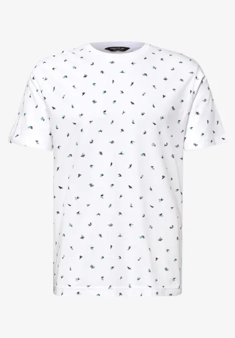 T-Shirt mit Rundhals und Allover-Print bright white