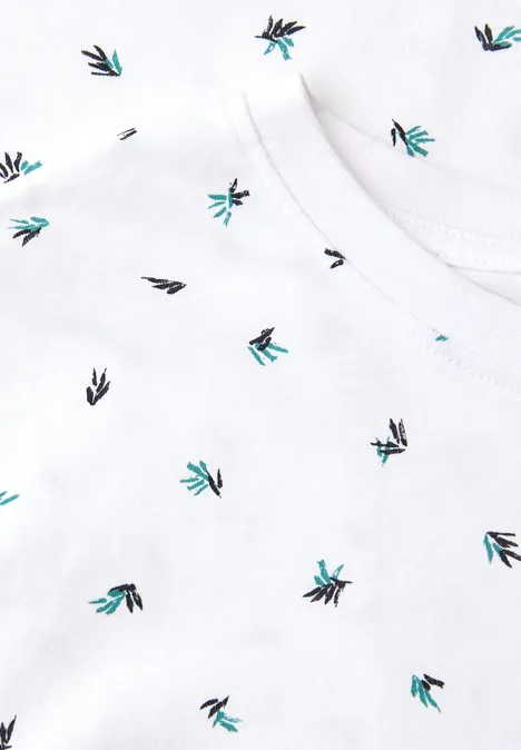 T-Shirt mit Rundhals und Allover-Print bright white