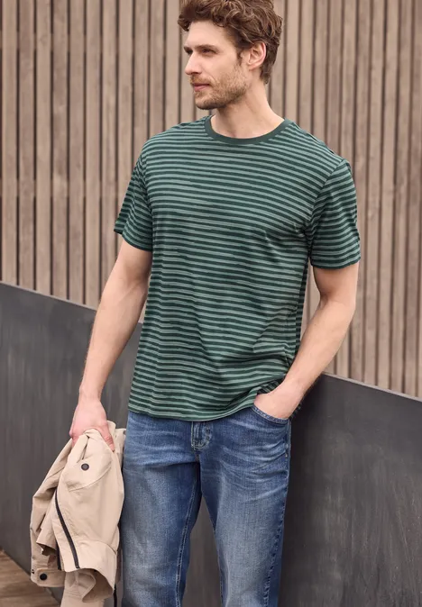 T-Shirt mit Rundhals und Allover-Print sea green