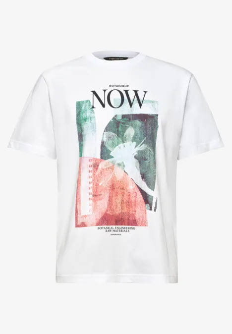 T-Shirt mit Rundhals und Fotoprint bright white
