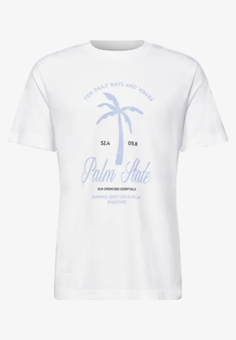 Wit T-shirt met palmboomprint en tekst 'Palm State'