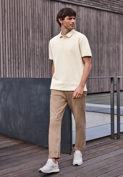 Kurzarm Poloshirt mit Struktur white sand