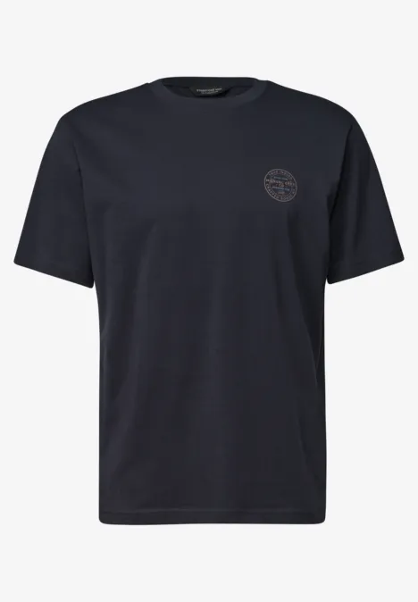 T-Shirt mit Rundhals und Chestprint dark ink blue Schwarzes T-Shirt mit rundem Logo auf der Brust