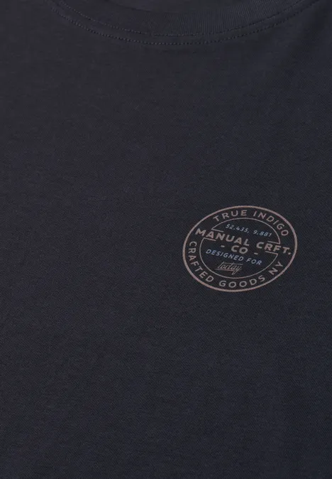 T-Shirt mit Rundhals und Chestprint dark ink blue Schwarzes T-Shirt mit kleinem rundem Logo auf der Brust