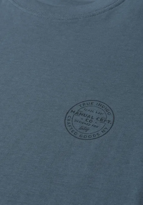 Shirt met ronde hals en opdruk op de borst vintage blue Blauw T-shirt met ronde logo-opdruk op de borst