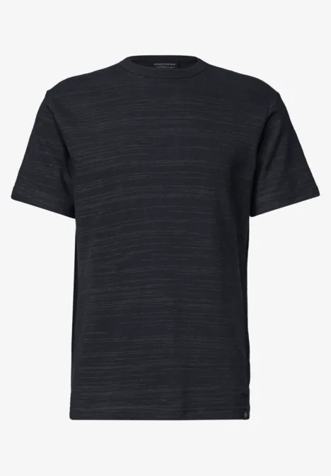 T-Shirt mit Rundhals in Space-Dye-Optik dark ink blue Schlichtes dunkles T-Shirt mit Rundhalsausschnitt und kurzen Ärmeln.