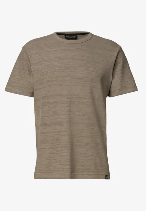Shirt met ronde hals in space-dye-look antique beige Eenvoudig kaki T-shirt van katoen met korte mouwen en ronde hals.