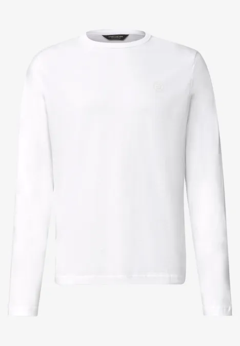 Effen shirt met lange mouwen en ronde hals bright white Wit, minimalistisch shirt met lange mouwen en ronde hals.