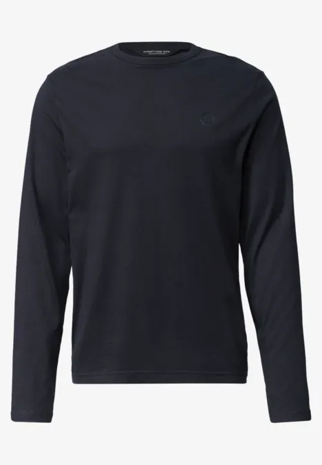 Langarm Shirt mit Rundhals in Unifarbe dark ink blue Schlichtes schwarzes Langarmshirt mit Rundhalsausschnitt, minimalistisches Design, unifarben.
