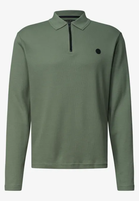 Poloshirt met lange mouwen en ritsdetail willow green Langarm poloshirt in olijfgroen met korte ritssluiting bij de kraag en klein borstlogo.