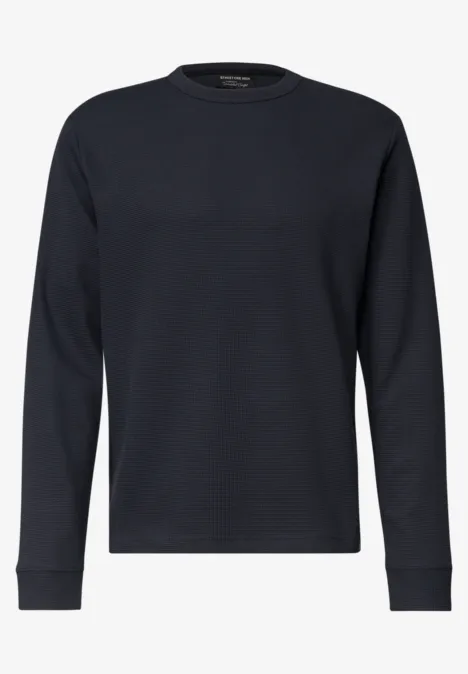 Schwarzer Langarm-Pullover mit Rundhalsausschnitt, schlichtes Design