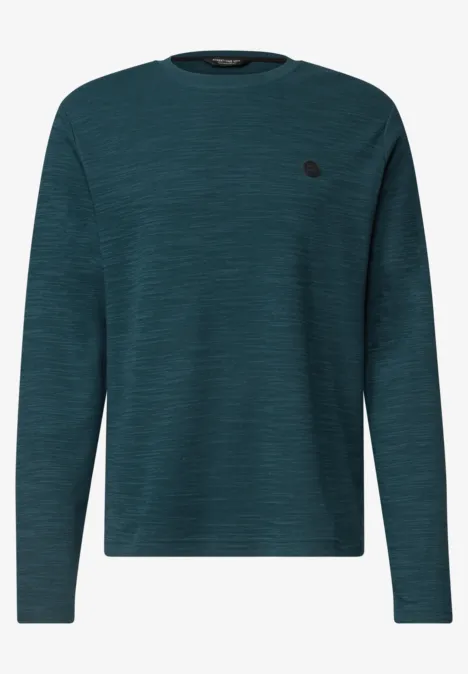 Dunkelgrüner Pullover mit Rundhals und kleinem Logo
