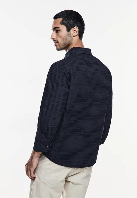 Garment dye overhemd eclipse blue