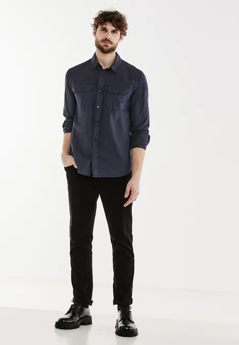 Overhemd in washed look eclipse blue