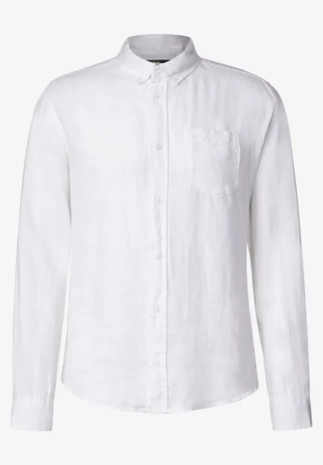 Button Down Leinenhemd White