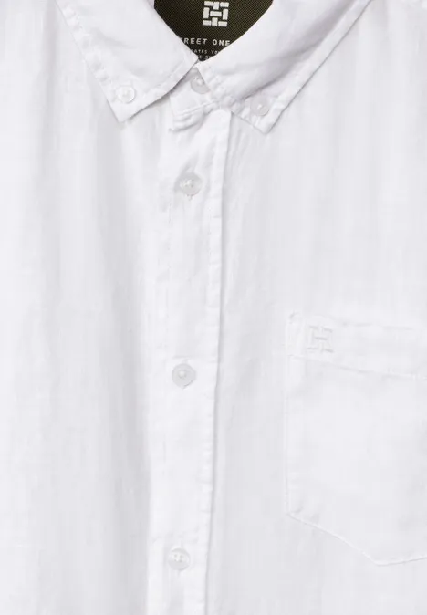 Button Down Leinenhemd White