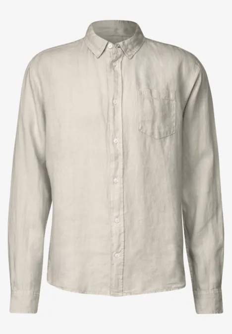 Button-down linnen overhemd beach stone
