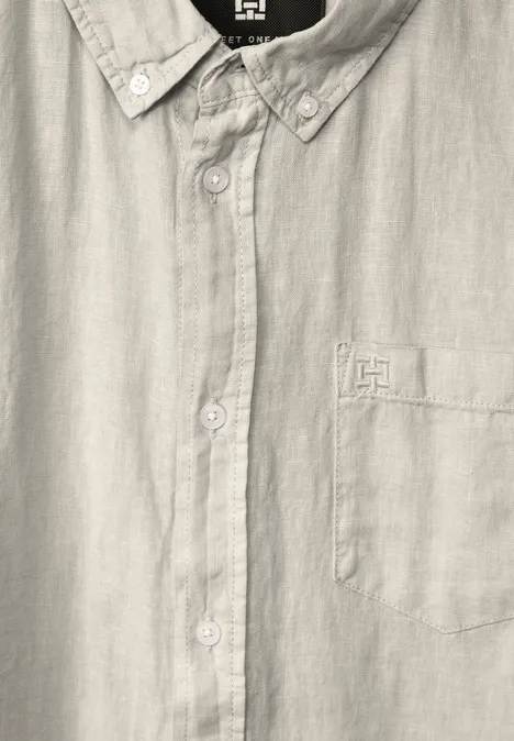Button-down linnen overhemd beach stone