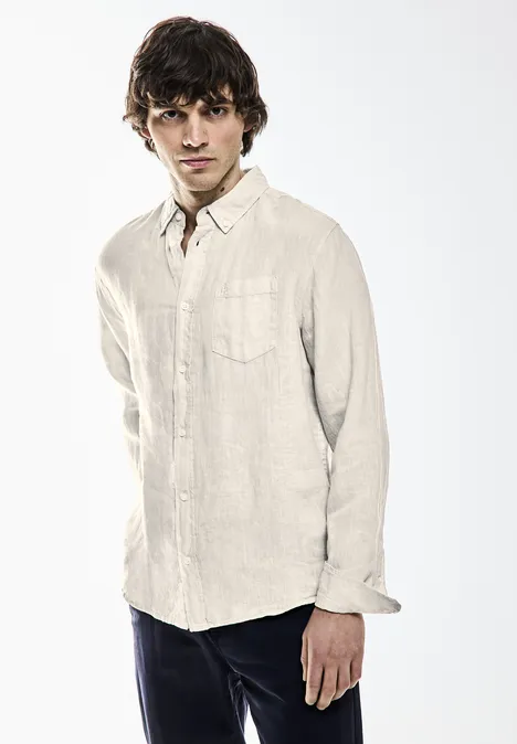 Button-down linnen overhemd beach stone
