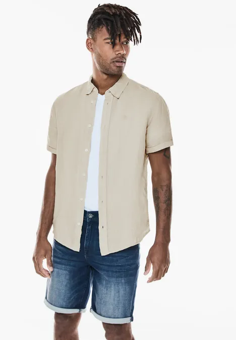Linnen garment dye overhemd beach stone
