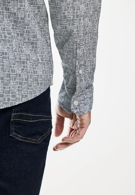Allover Print Hemd harbour grey