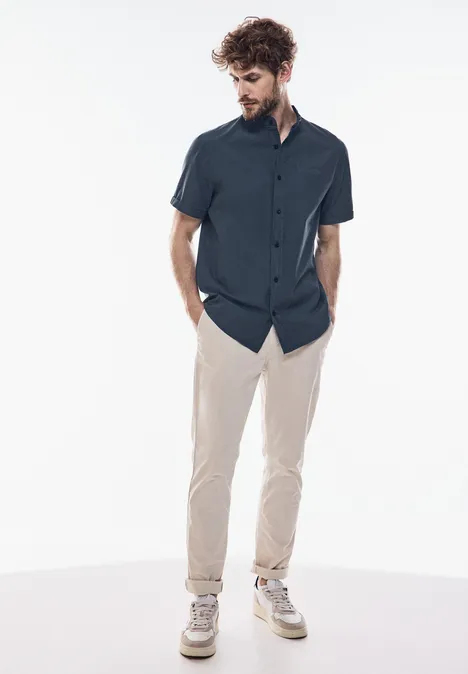Popelin Hemd marine blue