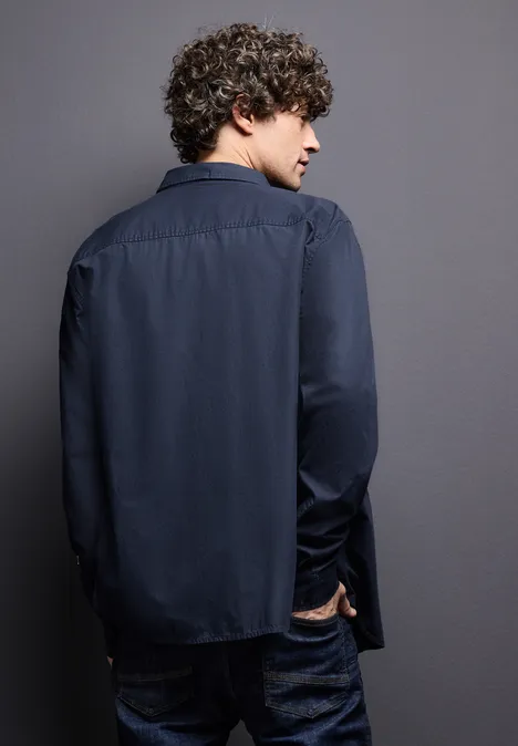 Popeline-Hemd eclipse blue