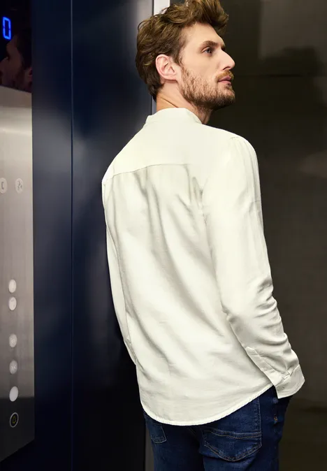 Gestructureerd overhemd in slanke pasvorm pearl white
