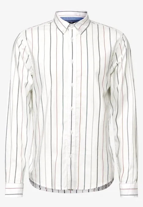 Gestreiftes Oxford-Hemd pearl white