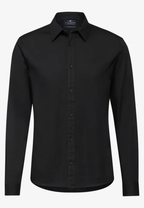 Popeline Stretch Hemd Black