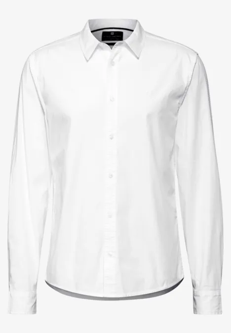 Popeline stretch overhemd bright white