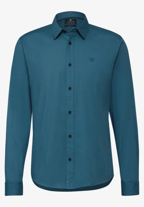 Popeline stretch overhemd digital blue