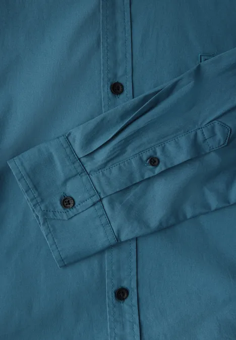 Popeline stretch overhemd digital blue
