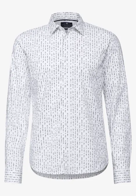 Bedrucktes Popeline Hemd bright white