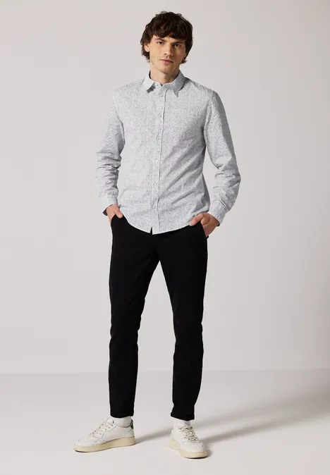 Geruit slim fit overhemd bright white