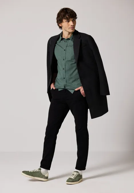 Geruit slim fit overhemd mineral green