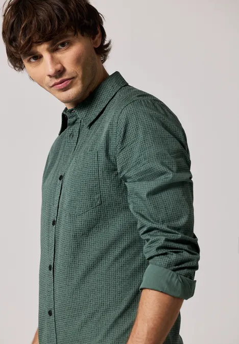 Geruit slim fit overhemd mineral green