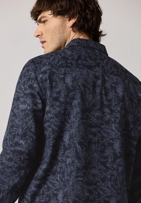 Bedrukt overhemd night blue