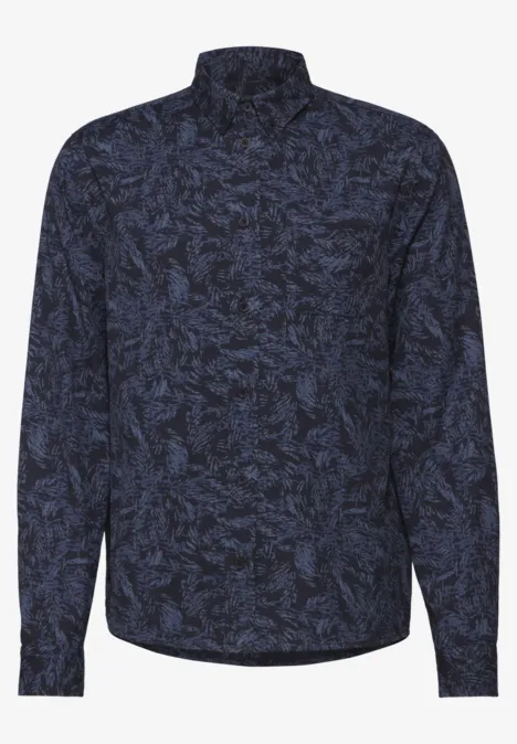 Bedrukt overhemd night blue