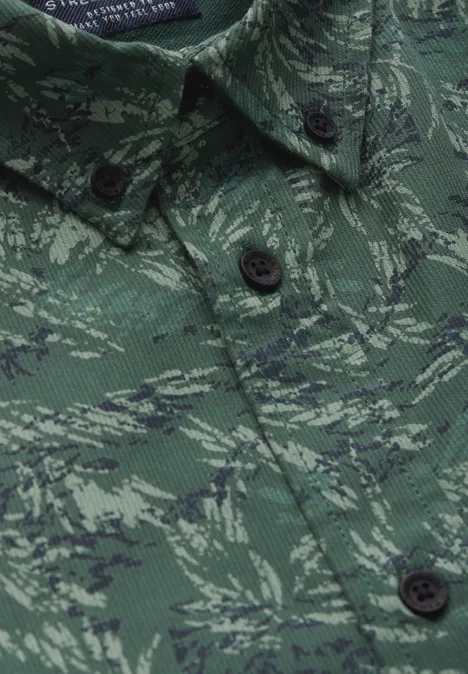 Bedrukt overhemd mineral green