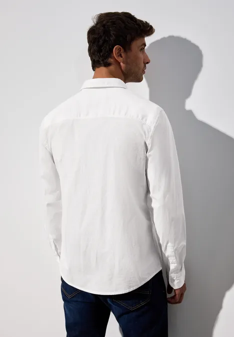 Slim fit overhemd in popeline bright white