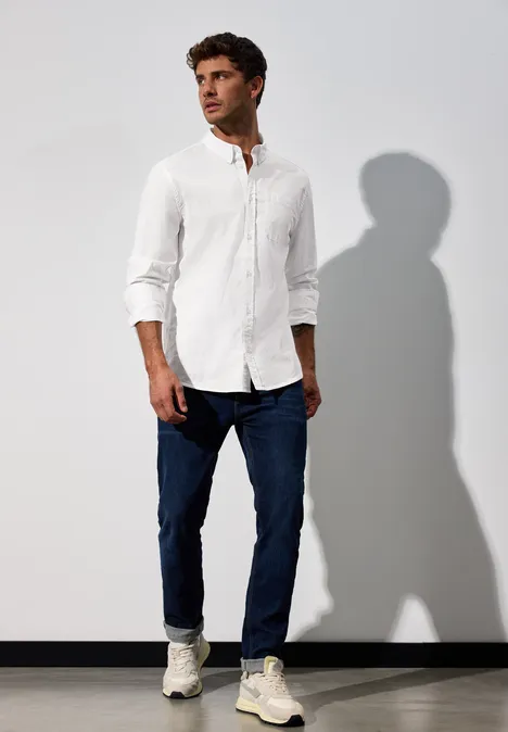 Slim fit overhemd in popeline bright white