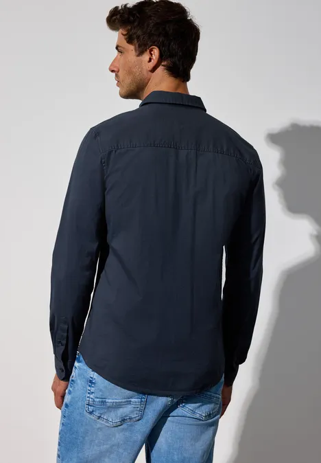 Slim fit overhemd in popeline bold blue